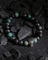 The stone brothers - photo produit - hematite lave turquoise africaine - 8mm - 2